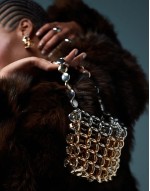 round beaded top handle grab bag in mixed metals