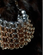 round beaded top handle grab bag in mixed metals