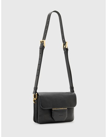 Jupiter grain leather crossbody bag in black