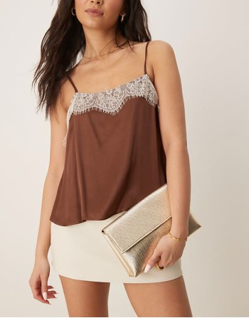 metallic foldover clutch in gold
