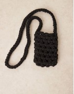 crochet crossbody phone bag in black
