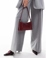 90s shoulder bag with bow in burgundy