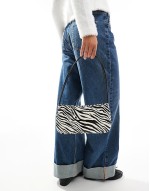 Big Discount shoulder bag with skinny straps in zebra