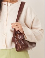pocket detail shoulder bag in dark brown