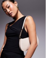 shoulder bag with chain link strap detail in stone