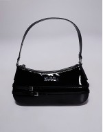Christ patent shoulder bag in black with belt detailing