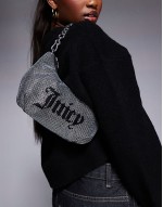 small diamante logo shoulder bag in black/silver