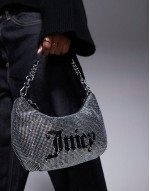 small diamante logo shoulder bag in black/silver