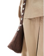 stud detail shoulder bag in brown