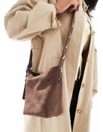 stud detail shoulder bag in brown