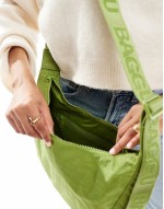medium nylon crescent bag in green