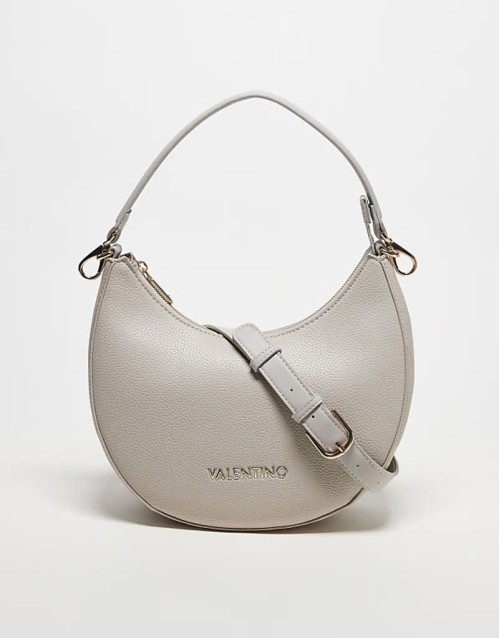 Valentino alexia shoulder bag with detachable crossbody strap in pale grey