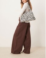 tapered shoulder bag in zebra print