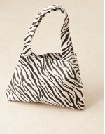 tapered shoulder bag in zebra print