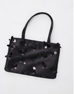 embelished floral detail bag in black