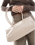 slouchy long shoulder bag in off white