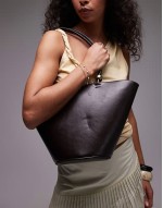 gold detail bucket bag in brown