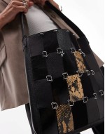 patch work leather bag in black