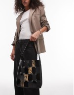 patch work leather bag in black