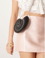 ammonite hardcase clutch bag with detatchable chain strap in black
