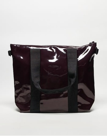 waterproof tote bag mini in burgundy shine exclusive to asos