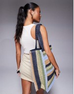 straw tote bag in multi stripe