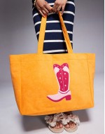 cowboy boot towelling tote bag in orange