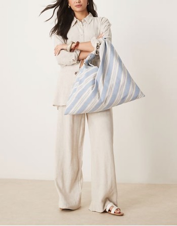 stripe trapeze tote bag in blue