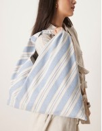 stripe trapeze tote bag in blue