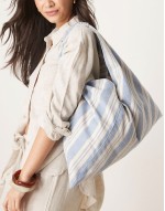 stripe trapeze tote bag in blue