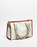 Valentino candle canvas logo tote bag in tan and cream