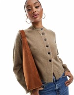 faux suede scoop tote bag in tan