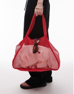 large mesh tote bag in red