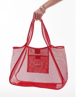 large mesh tote bag in red